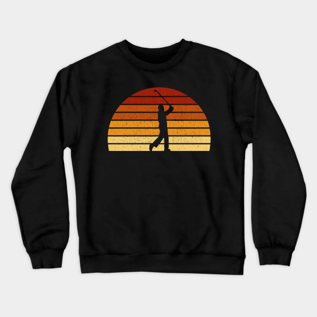 Vintage Sunset Golfing Gift For Golfers Crewneck Sweatshirt by OceanRadar